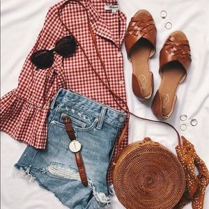Madewell red gingham shirts